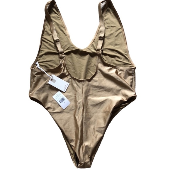 Good American Gold Bronze Deep Back One Piece Swimsuit NWT 4X - Picture 3 of 9